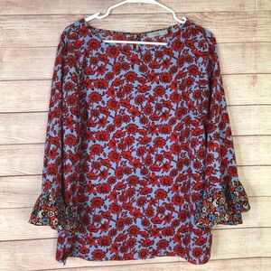 Dalia‎ Beautiful Floral  Bell Sleeve Blouse Size Large